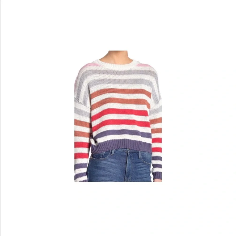 NWT John & Jenn open knit multi strip sweater - Picture 4 of 6